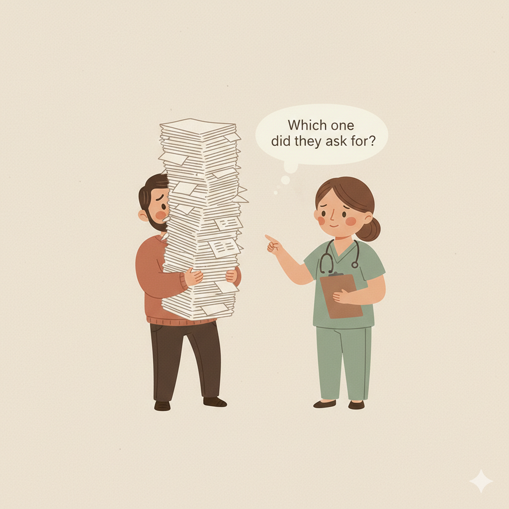 Single WhatsApp thread holding the health records for an entire family